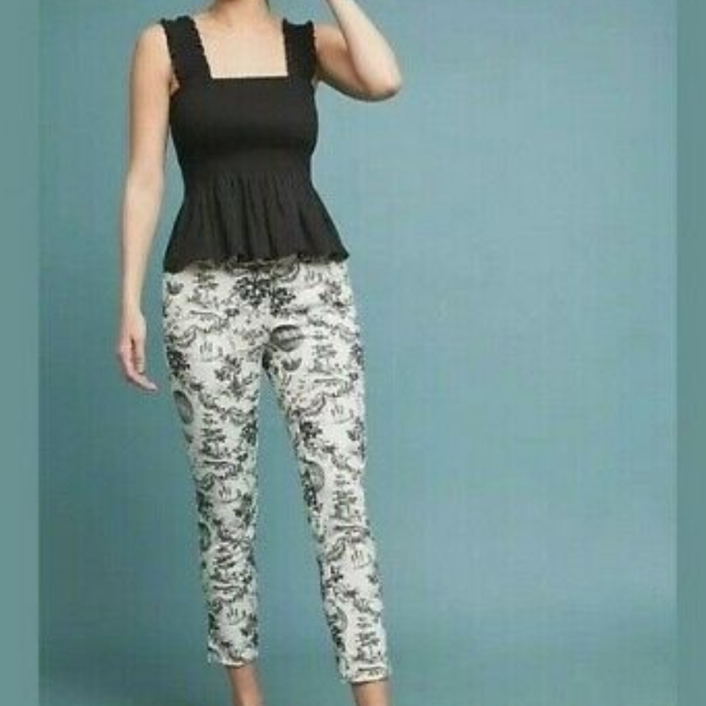 Anthropologie Black and White Cropped Pants